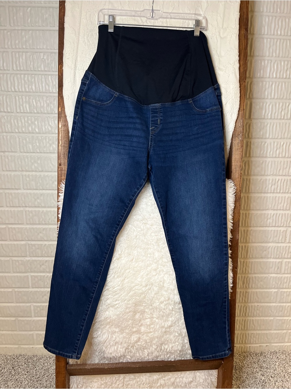 Isabel Maternity by Ingrid & Isabel Dark Blue Boyfriend Jeans with Black Panel